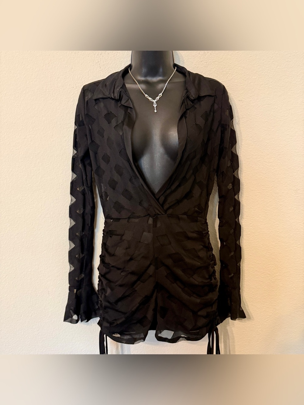 Vintage INC Black Sheer Mesh Romper/Playsuit